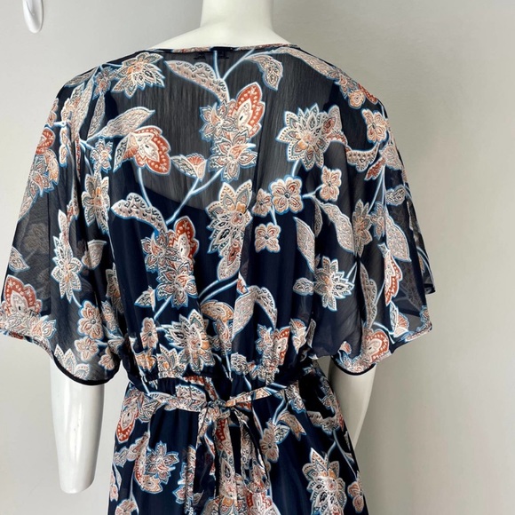 LOVE, FIRE Caftan Dress Maxi Navy Floral Size Medium - Picture 6 of 11